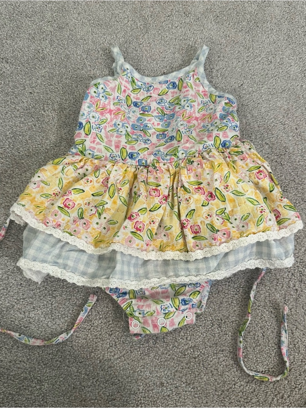 Sweet Honey tiered ruffle floral pastel romper dress 2T